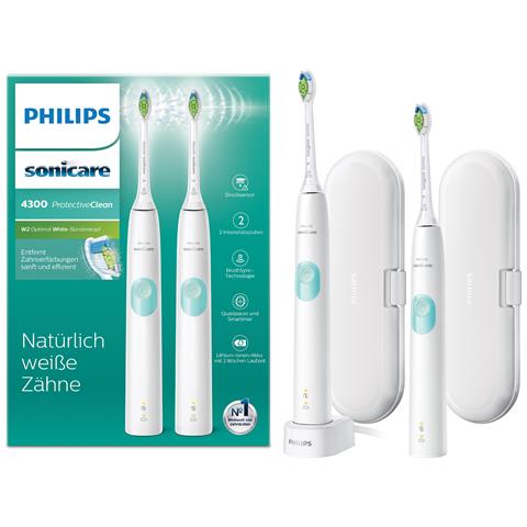 Philips Sonicare Protectiveclean Spazzolini Elettrici Sonici, Con Custodia Da Viaggio, Confezione Da 2 Spazzolini Bianch - Foto 7