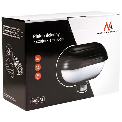 Portalampada Da Parete Con Rilevatore Movimento Sensore Pir Colore Nero - Foto 3