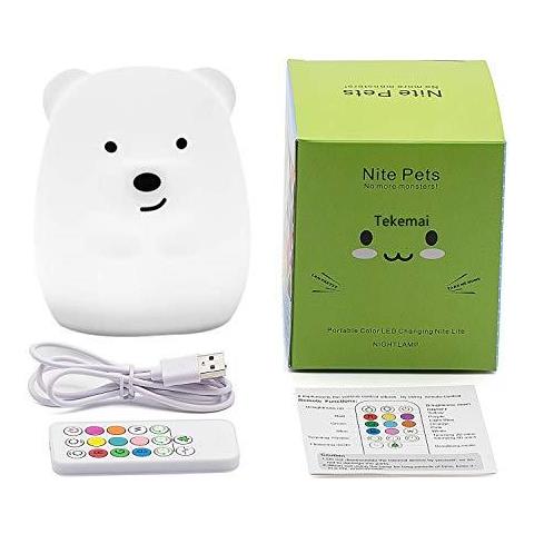 Luce Di Notte Per I Bambini Lampada Da Comodino Per I Bambini Lampada Scuola Materna Del Bambino Per Lallattamento Al Seno Sicuro Pausa Resistente Cura Degli Occhi Luminosit Regolabile E Colori Touch Control Bambino Regalo Camera Da Letto (bear) - Foto 2
