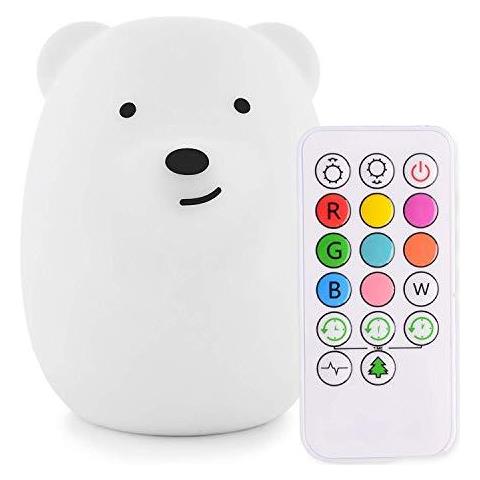 Luce Di Notte Per I Bambini Lampada Da Comodino Per I Bambini Lampada Scuola Materna Del Bambino Per Lallattamento Al Seno Sicuro Pausa Resistente Cura Degli Occhi Luminosit Regolabile E Colori Touch Control Bambino Regalo Camera Da Letto (bear) - Foto 1