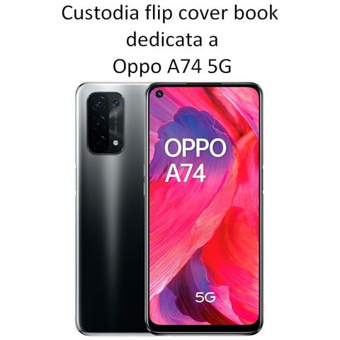 Smart Book Custodia Poket Silicone Flip Cover Case Per Oppo A54 5g - A74 5g - A93 5g Black - Foto 2