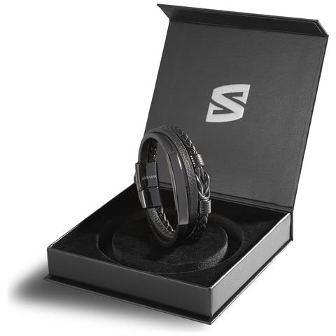 Bracciale da Uomo in Pelle, ""Proud"", 23cm, Nero - Foto 3