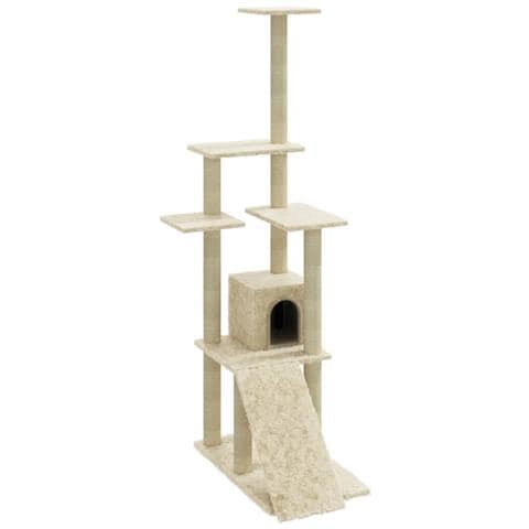 Albero Per Gatti Con Tiragraffi In Sisal Crema 155 Cm - Foto 2