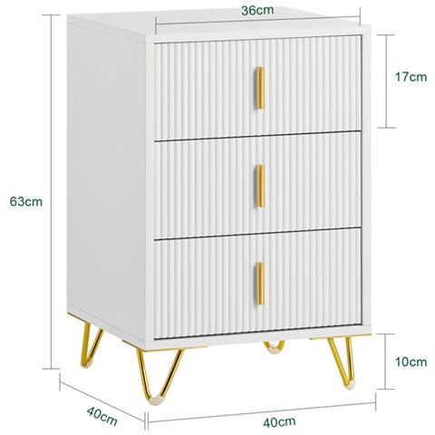 Comodini Letto Con 3 Cassetti Tavolino Da Salotto O Soggiorno Tavolino Telefono Bianco 40x40x63cm, Fbt115-l-w - Foto 5