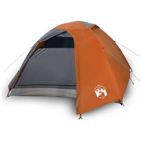 Tenda da Campeggio a Cupola 4 Persone Grigio e Arancione - Foto 2