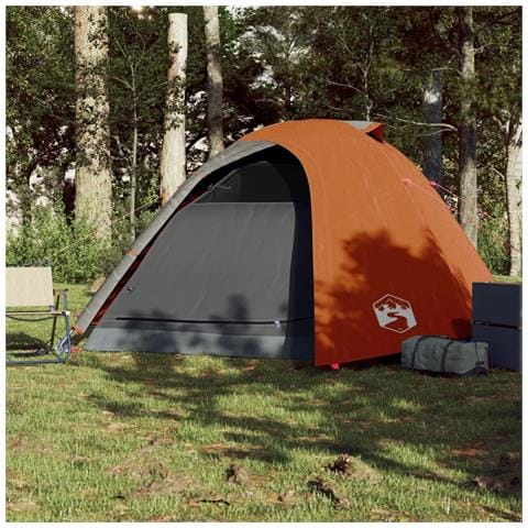 Tenda da Campeggio a Cupola 4 Persone Grigio e Arancione - Foto 3