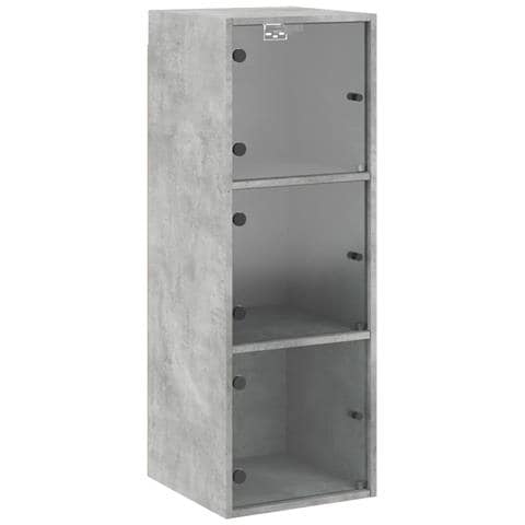 Mobile A Muro Con Ante In Vetro Grigio Cemento 35x37x100 Cm - Foto 2