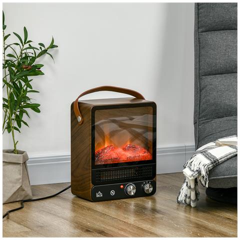 Camino Elettrico Con Fiamma Led, 3 Modalità Di Riscaldamento E Interruttore Di Sicurezza, 30.3x17.5x37.4 Cm - Foto 2