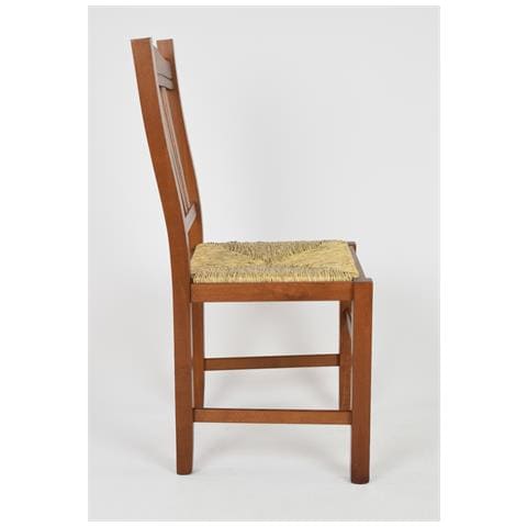 Set 4 Sedie Modello Silvana Per Cucina Bar E Sala Da Pranzo, Robusta Struttura In Legno Di Faggio Color Noce Chiaro E Seduta In Paglia - Foto 4