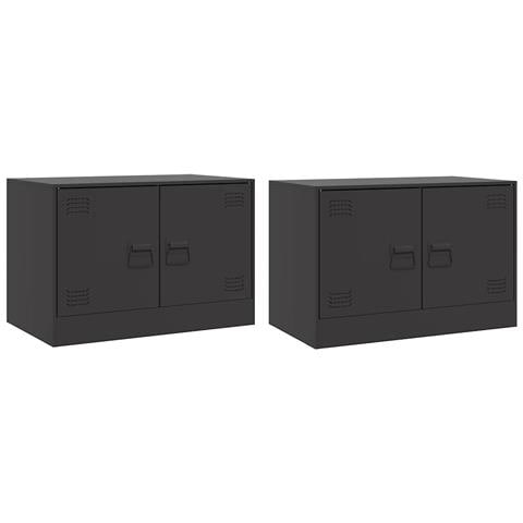 Mobili TV 2 pz Neri 67x39x44 cm in Acciaio - Foto 1