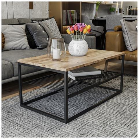 Factory Tavolino Industriale Con Ripiano - Foto 1