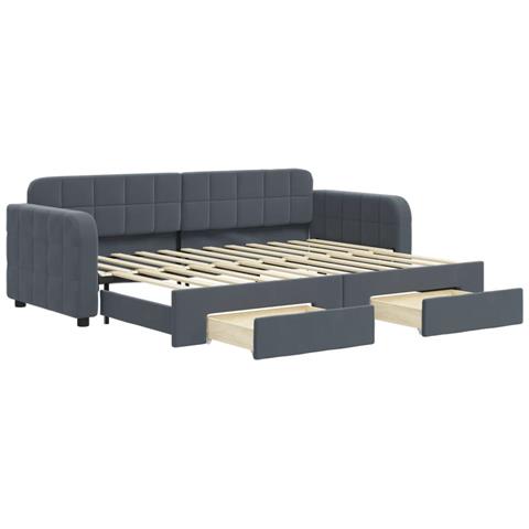 Divano Letto Estraibile Cassetti Grigio Scuro 80x200cm Velluto - Foto 2