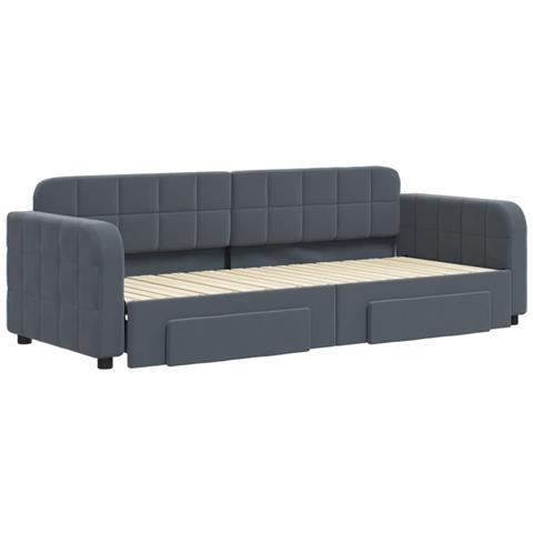 Divano Letto Estraibile Cassetti Grigio Scuro 80x200cm Velluto - Foto 3