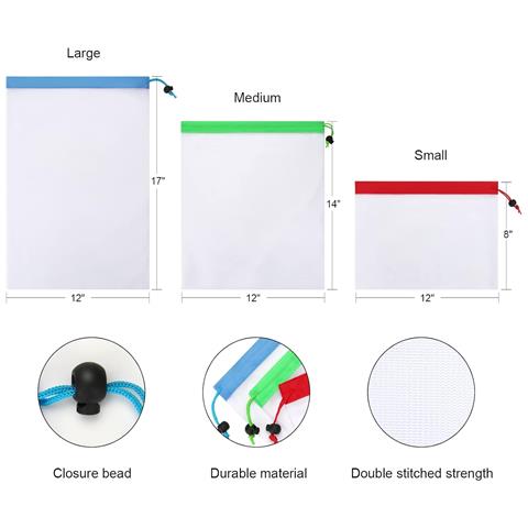 Sacchetti A Rete Per Organizzare I Prodotti 20 Pezzi Dimensioni Assortite - Foto 2