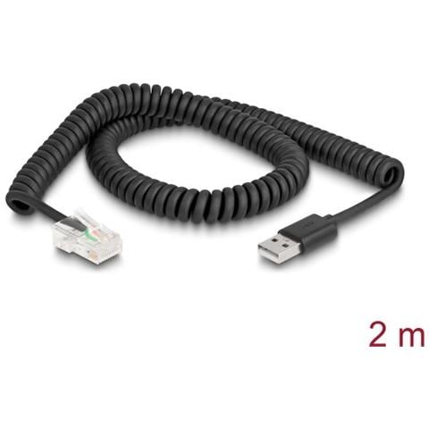Cavo A Spirale Per Scanner Di Codici A Barre Da Rj50 A Usb 2.0 Tipo A Da 2 M - Foto 1