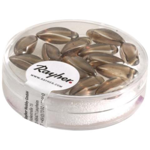 Rayher - 15 Pezzi - Perle In Vetro A Goccia 6x12mm - Colore Marrone Talpa - Foto 1