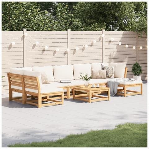 Set Salotto Da Giardino 8 Pz Con Cuscini Legno Massello Acacia - Foto 1