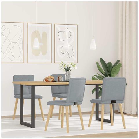 Sedie Da Pranzo 4 Pz Grigio Chiaro In Tessuto - Foto 2