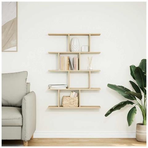 Mensola A Cubo Da Muro 12 Scomparti In Truciolato Rovere Sonoma - Foto 3