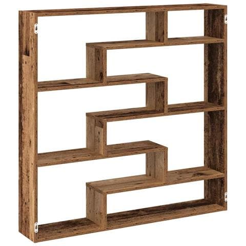 Mensola A Cubo Da Parete 7 Scomparti In Truciolato Legno Antico - Foto 2