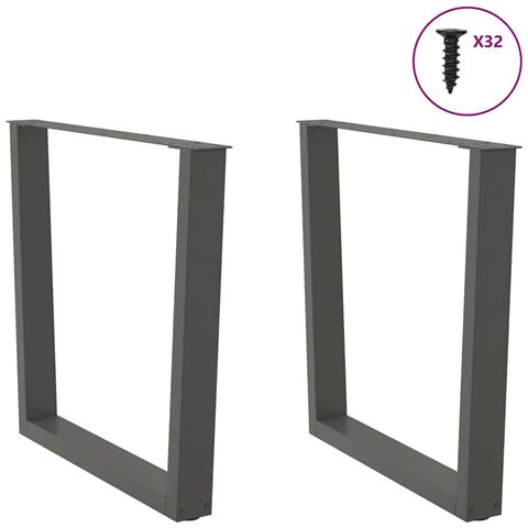 Gambe Tavolo Pranzo A V 2 Pz Antracite 90x(72-73,3)cm Acciaio - Foto 3