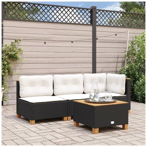 Divano Da Giardino A 3 Posti Con Cuscini Nero In Polyrattan - Foto 8