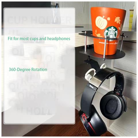 Supporto Per Cuffie Con Portabicchieri - Nero - Foto 6