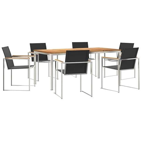 Set da Pranzo per Giardino di 7 Pezzi in Legno Massello di Teak, Tavolo da Pranzo All'aperto 180x90x75 cm in Legno Massello di Teak - Foto 1