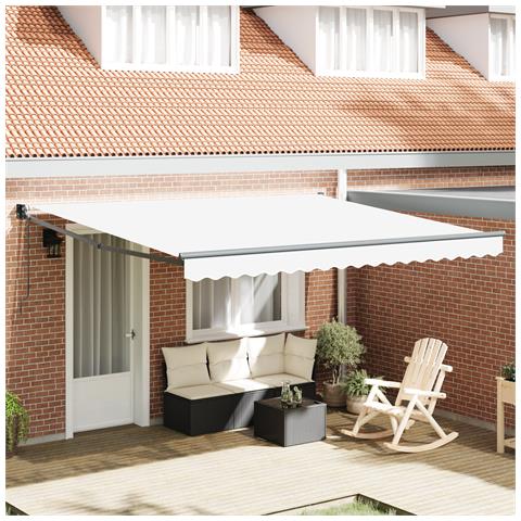 Tenda Retrattile Automatica  Bianca 400x300 cm, Tessuto di ricambio per tenda  per telaio 4x3 m Bianca - Foto 2