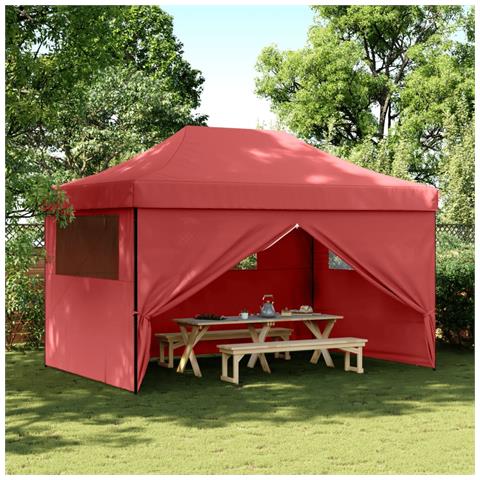 Tendone per Feste Pieghevole Pop-Up con 4 Pareti Bordò - Foto 2