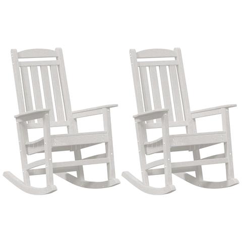 Sedia a dondolo da giardino 2 pcs Bianco 70x92x107.5 cm HDPE, Sedia a dondolo Bianco 70x92x108 cm HDPE - Foto 1