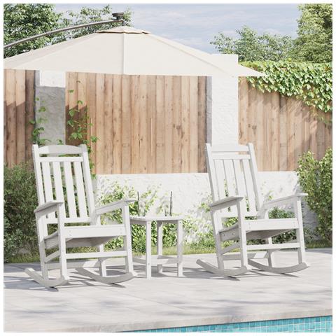 Sedia a dondolo da giardino 2 pcs Bianco 70x92x107.5 cm HDPE, Sedia a dondolo Bianco 70x92x108 cm HDPE - Foto 2