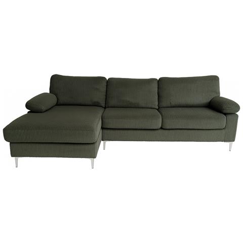 Galway Divano Angolare 4-5 Posti Chaise Longue Sinistra Velluto A Coste Verde - Foto 1