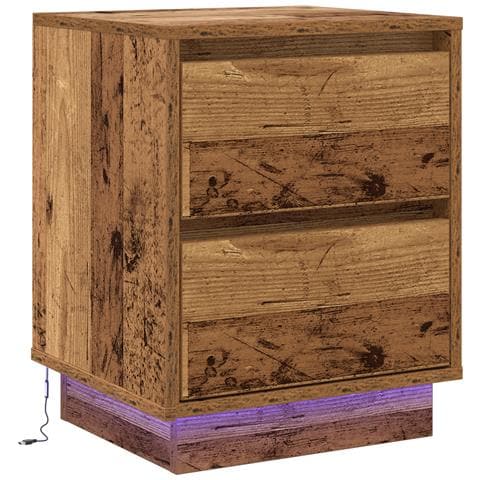 Comodino con luci LED Legno Vecchio 39x34.5x50 cm - Foto 1