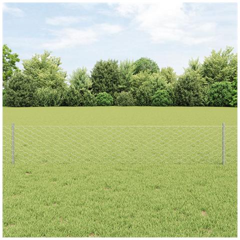 Pali per Recinzione  11 pcs U-Channel 40 cm Acciaio Zincato, Recinzione Esagonale  0.4x100 m Acciaio Zincato - Foto 2