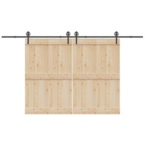 Kit di Binari per Porte Scorrevoli 400 cm Acciaio Nero - Foto 2