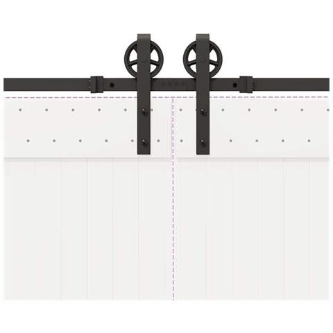 Kit di Binari per Porte Scorrevoli 400 cm Acciaio Nero - Foto 9