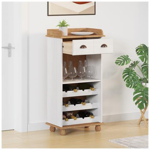 "Armadio da Vino ""ASKIM"" con 12 Portabottiglie in Legno Massello di Pino Bianco" - Foto 2