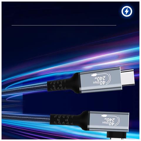 Cavo Dati Usb4 240w Ad Angolo Retto: Ricarica Rapida, Trasferimento Dati 40gbps, Supporto 8k  1m - Foto 4