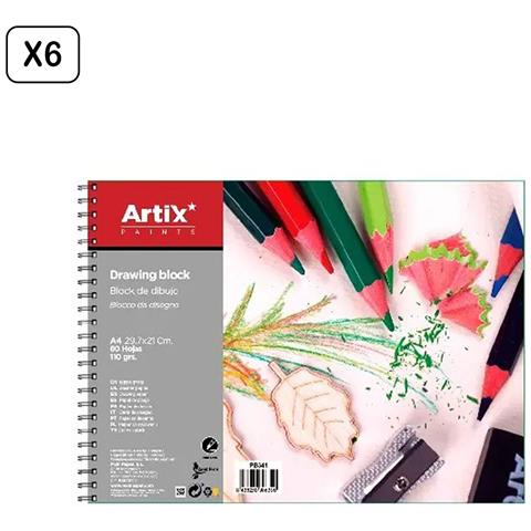 Pack 6 Unità Blocco Da Disegno A4 80 Fogli 110 G/m² - Foto 1