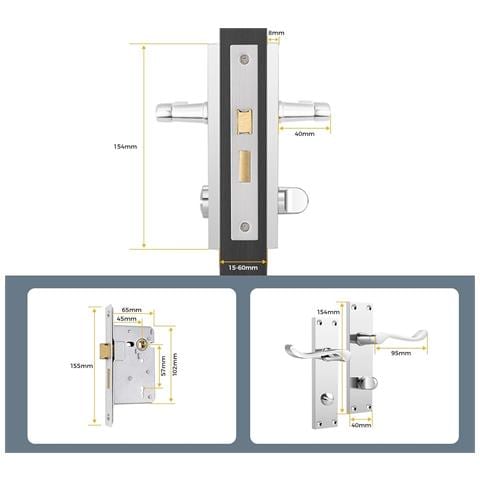 Maniglie Per Porte Serratura Interna Argento 10 Paia - Foto 2