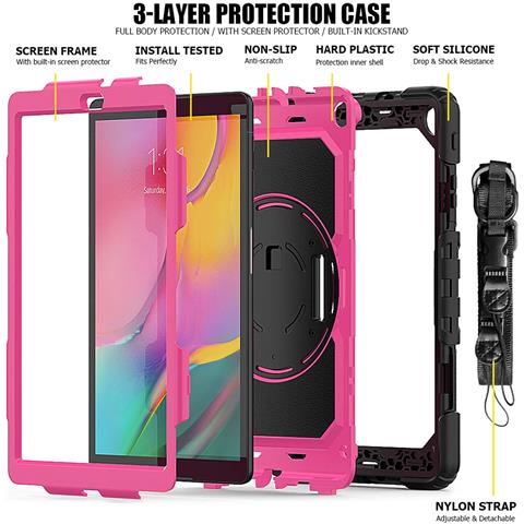 Custodia Per Ipad 9/8/7 10.2"" Con Supporto E Tracolla Rosa - Foto 4