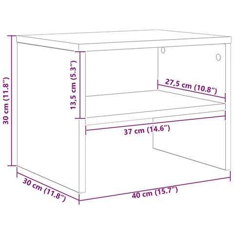 Armadio da Notte Rovere nero 40 x 40 x 30 cm Legno multistrato - Foto 9
