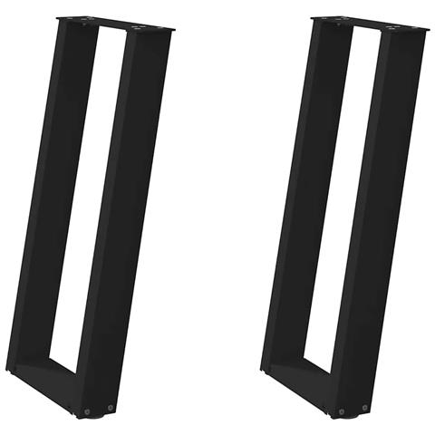 Gambe per Tavolo Consolle a Forma di U 2 pz Nere 28x(72-73) cm Acciaio - Foto 2