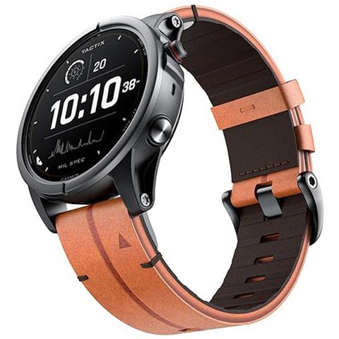 Cinturino In Pelle Da 26 Mm Compatibile Con Garmin Fenix 8 51mm / 7x / 6x / 5x - Sgancio Rapido Brown - Foto 1