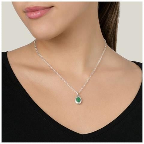 Collana Con Catena In Resina Color Smeraldo Placcata Argento - Foto 4
