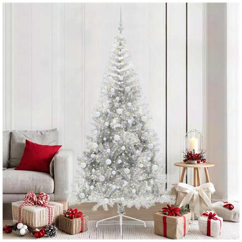 Albero di Natale artificiale con luci integrate Argento 210 cm - Foto 2
