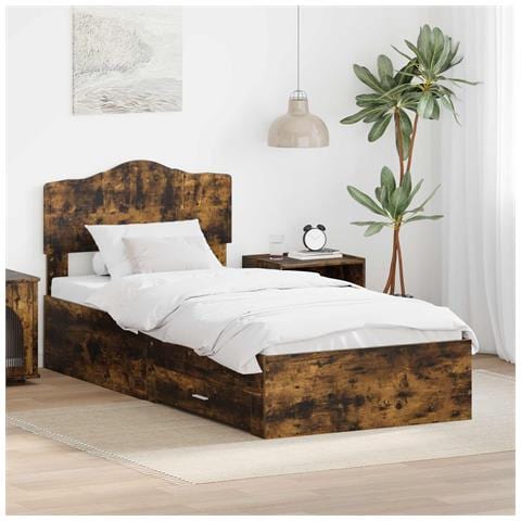 Struttura del letto Rovere fumé 90 x 200 cm Legno multistrato - Foto 2