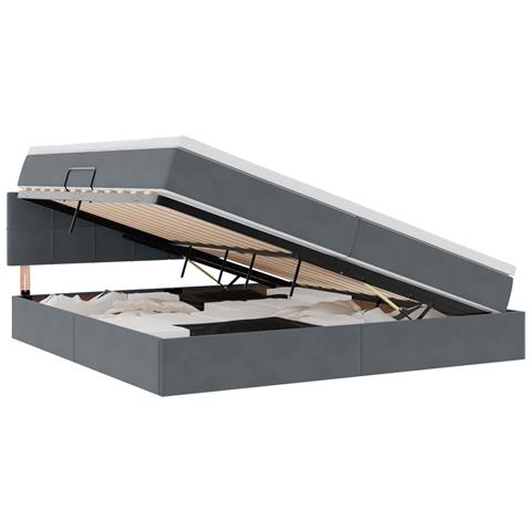 Letto con Contenitore Grigio scuro 200 x 200 cm Velluto - Foto 1