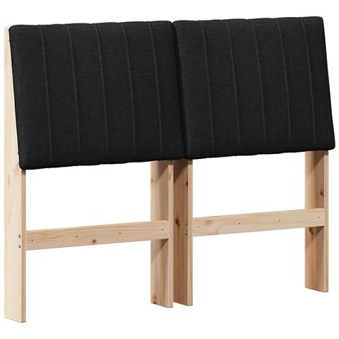 Testiera imbottita Nero 120 cm Pino massello - Foto 1